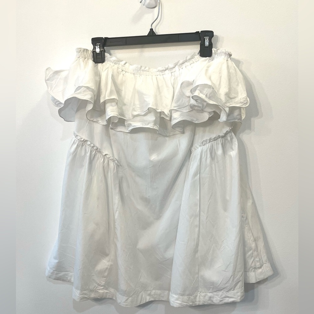 Free People Have A Thing For You Mini Dress white strapless with ruffle medium - Picture 2 of 5